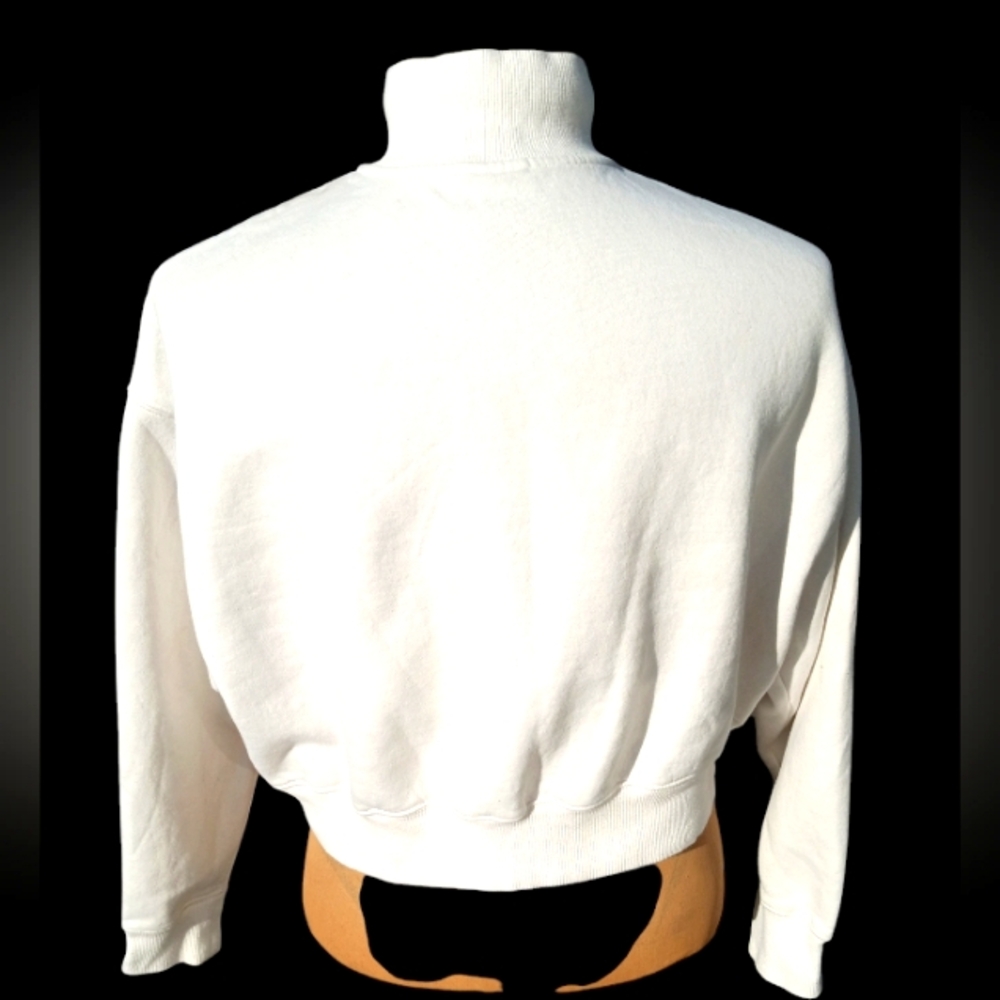 Nike Cropped White Sweat Shirt Large - Picture 2 of 3